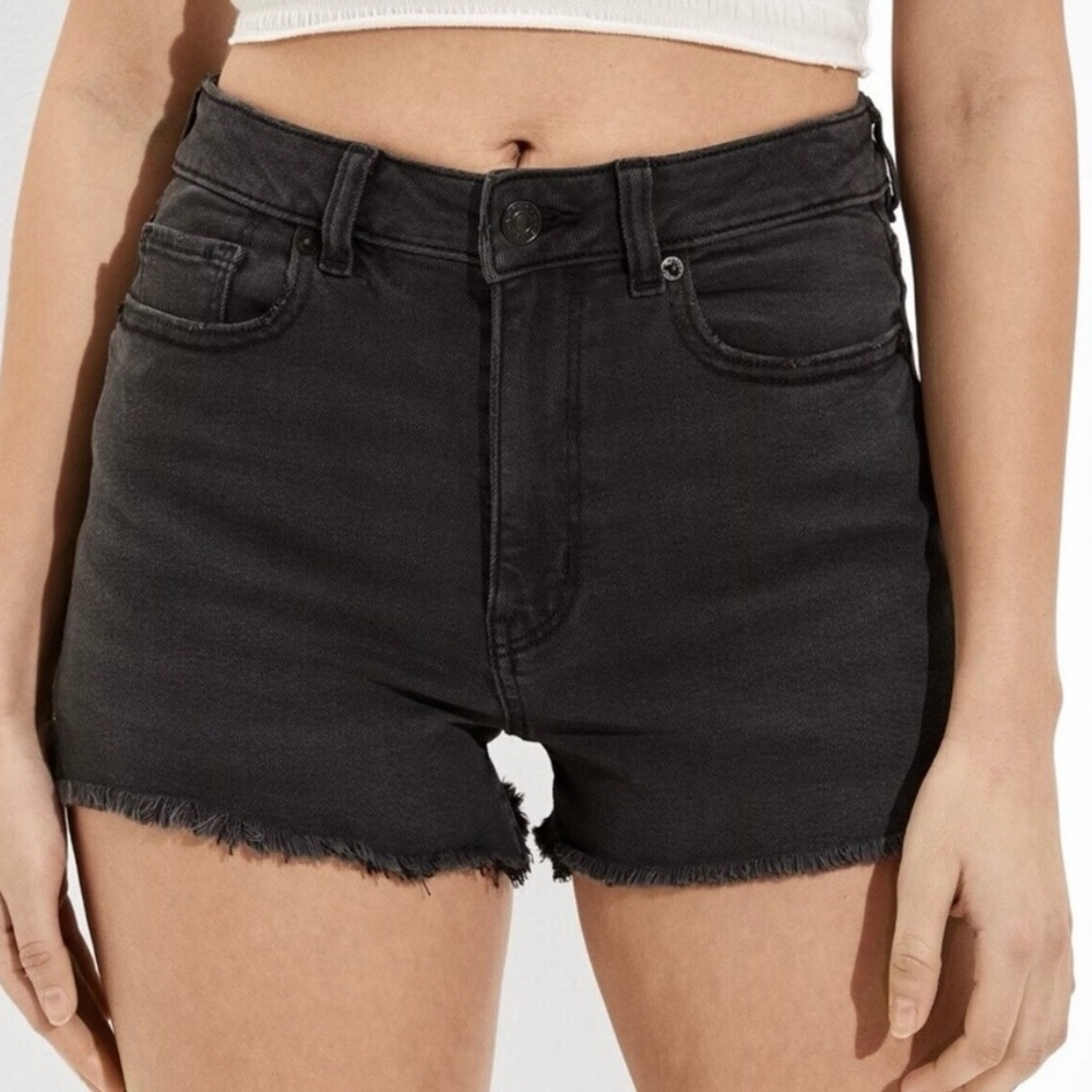American Eagle Outfitters Black Jean Shorts High-Waisted Cut-Off